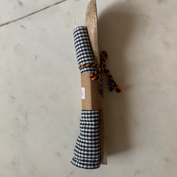 NWT kitchen gift set wood spoon Boo and black and white check dishcloth - Picture 2 of 4